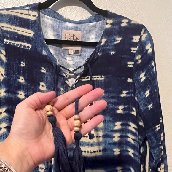 CHASER Boho Beaded Tassel Tie Dye Shirt - Picture 1 of 4